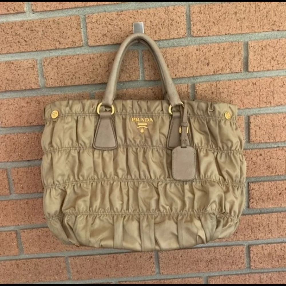 Authentic Prada Tessuto Beige Nylon Gaufre Bag